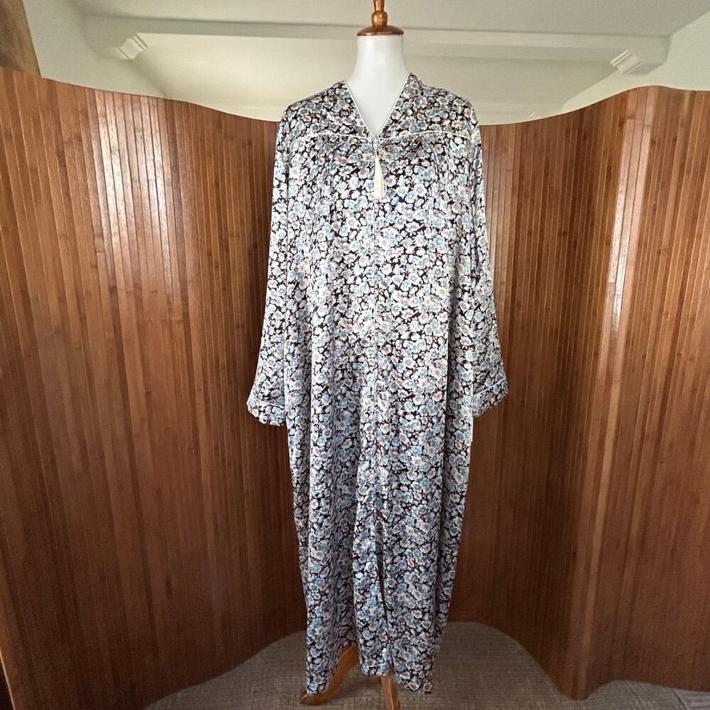 Vintage 80s Christian Dior Saks Fifth Avenue Caftan Robe Floral 2X